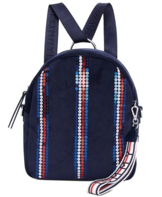 tommy hilfiger velvet backpack