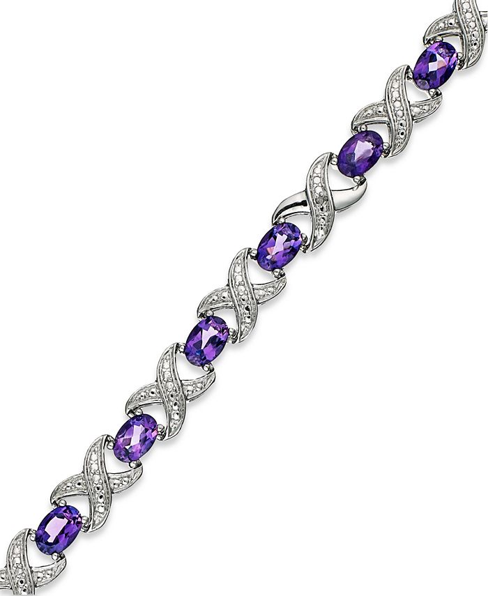 Macy s Amethyst 6 1 2 ct. t.w. and Diamond Accent XO Bracelet in