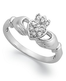Diamond Claddagh Ring in Sterling Silver (1/10 ct. t.w.)