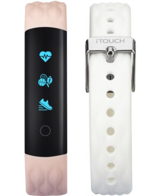 iTouch - Unisex Slim Interchangeable Blush & White Silicone Straps Activity Tracker 13x39mm