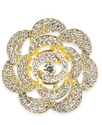 Charter Club Gold-Tone Crystal Flower Pin, Created for Macy's - Macy's