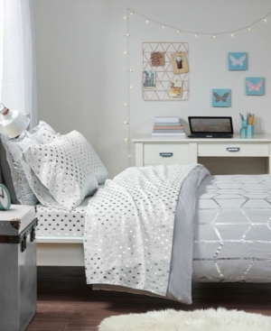 Intelligent Design Metallic Dot Twin Xl Printed Sheet Set Bedding