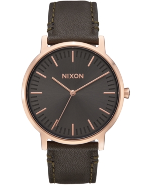 Nixon Men's Porter Leather Strap Watch 40mm In Rggusu