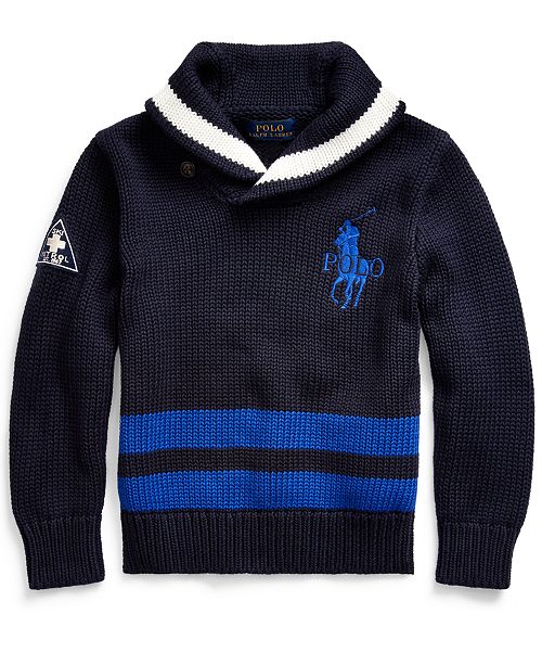 Polo Ralph Lauren Toddler Boys Big Pony Cotton Shawl Sweater