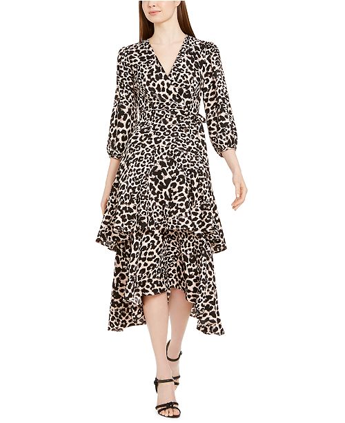 Calvin Klein Animal Print Surplice Tiered Dress Reviews