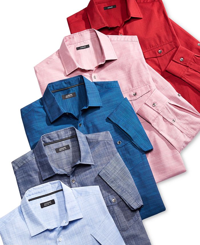 Alfani Men's Warren Textured Short Sleeve Shirt, Created for