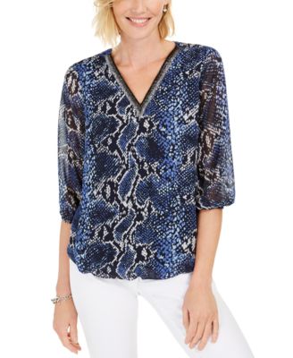 JM Collection - Petite Snake-Embossed Bubble Top