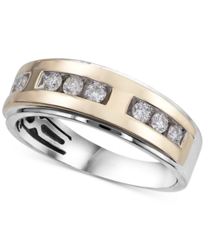 image of Men-s Diamond Two-Tone Band (1/2 ct. t.w.) in 10k Gold & White Gold