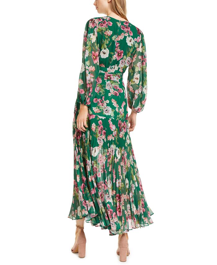 Bardot Pleated Floral-Print Maxi Wrap Dress - Macy's