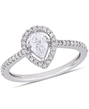 image of Pear-Cut Floating Certified Diamond (3/4 ct. t.w.) Halo Engagement Ring in 14k White Gold