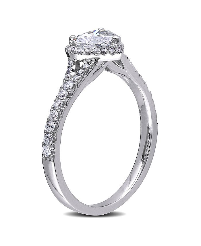 Macy's Certified Diamond (1 ct. t.w.) Halo Heart Engagement Ring in 14k