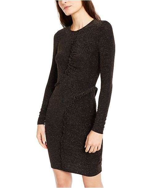 Michael Kors Metallic Ruffle Trim Dress Regular Petite Reviews