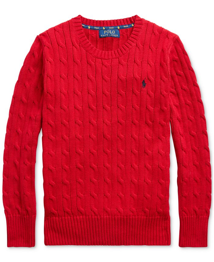 Polo Ralph Lauren Big Boys Cable-Knit Cotton Sweater - Macy's