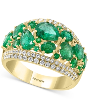 image of Effy Emerald (3-1/10 ct. t.w.) & Diamond (3/8 ct. t.w.) Statement Ring in 14k Gold