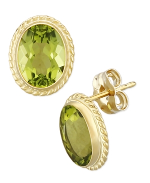 image of Gemstone Twist Gallery Stud Earring in 14k Yellow Gold Available in Garnet Amethyst, Citrine, Peridot