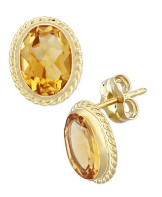 Macy's - Gemstone Twist Gallery Stud Earring in 14k Yellow Gold