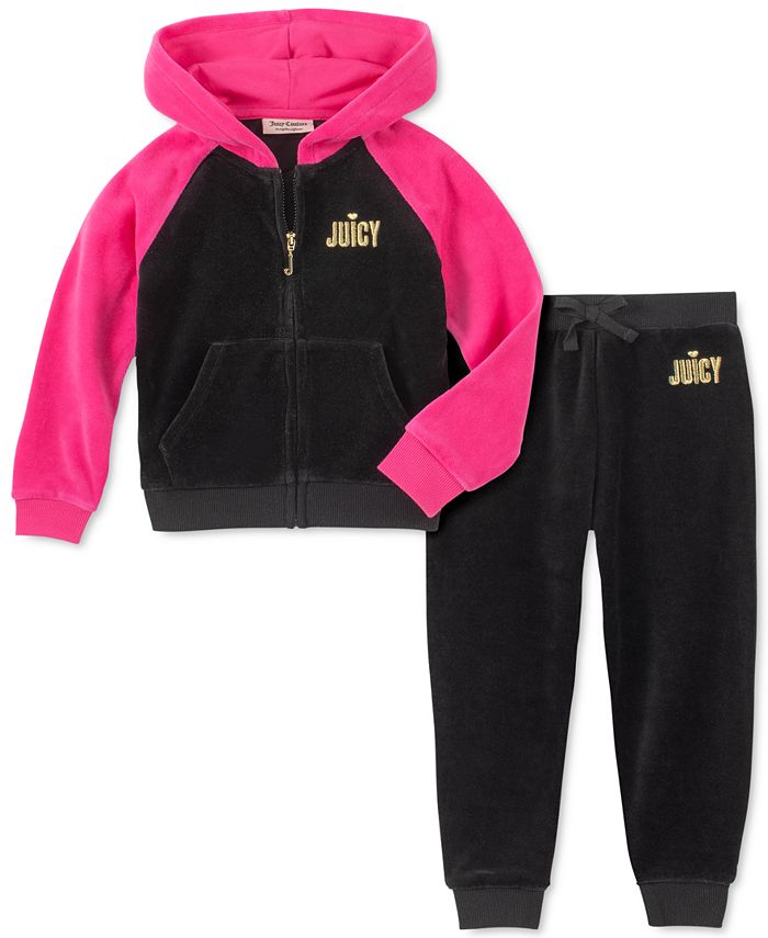 Juicy Couture Little Girls 2 Pc. Colorblocked Velour Hoodie
