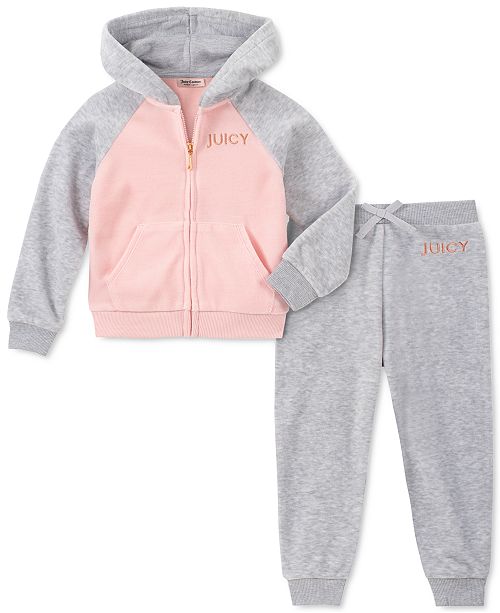 Juicy Couture Toddler Girls 2 Pc Velour Hoodie Jogger Pants Set