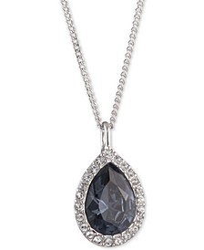 Pavé & Stone Pear Pendant Necklace, 16" + 3" extender, Created for Macy's