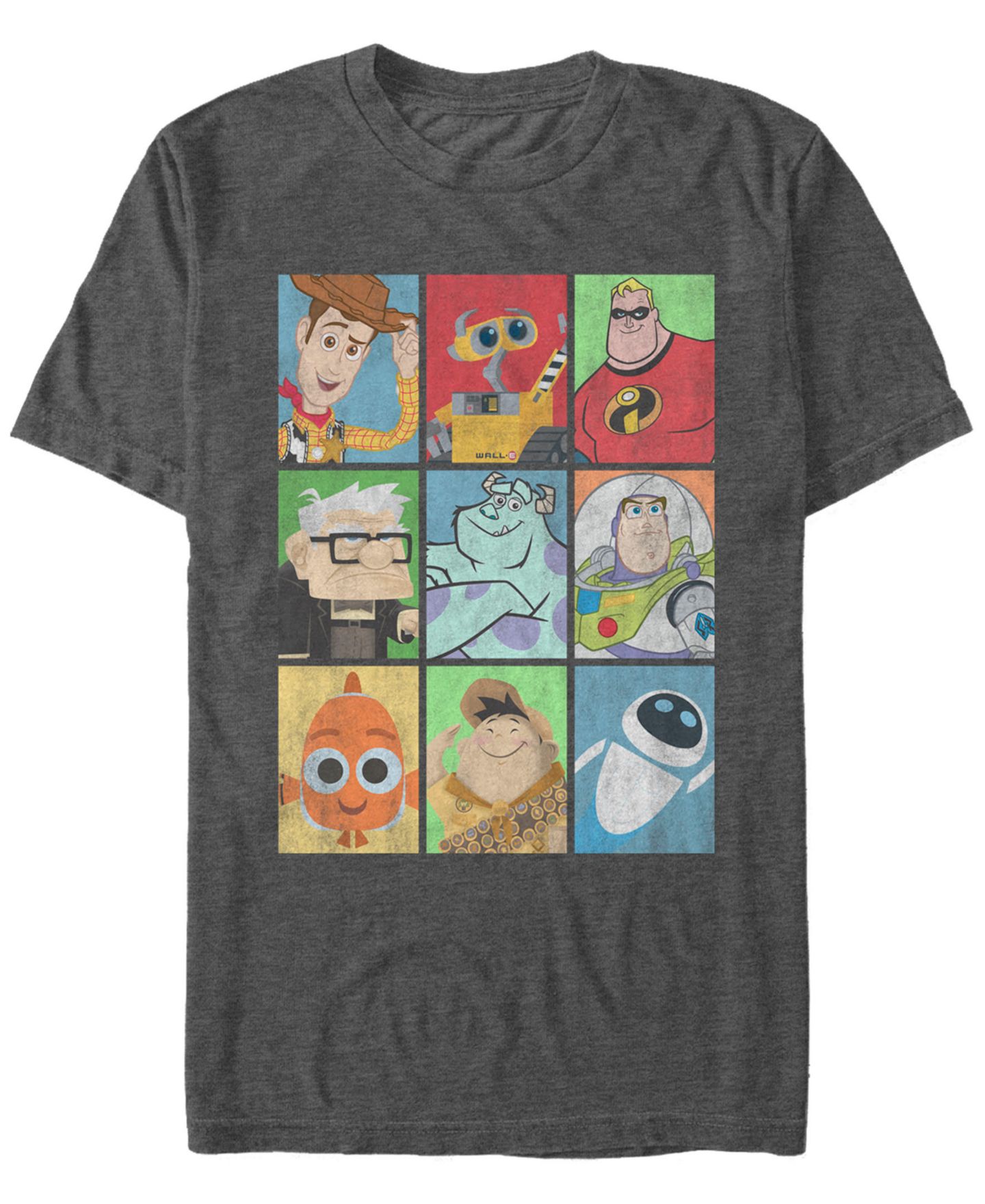 Мужская футболка Fifth Sun Disney Pixar Epic Boxed Up Line Up Character, Short Sleeve, цвет: Тёмный серый — фото 1