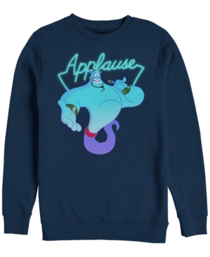 Disney Men's Aladdin Genie Applause Neon Light Crewneck Fleece