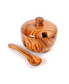 Olive Wood Sugar Bowl with Spoon