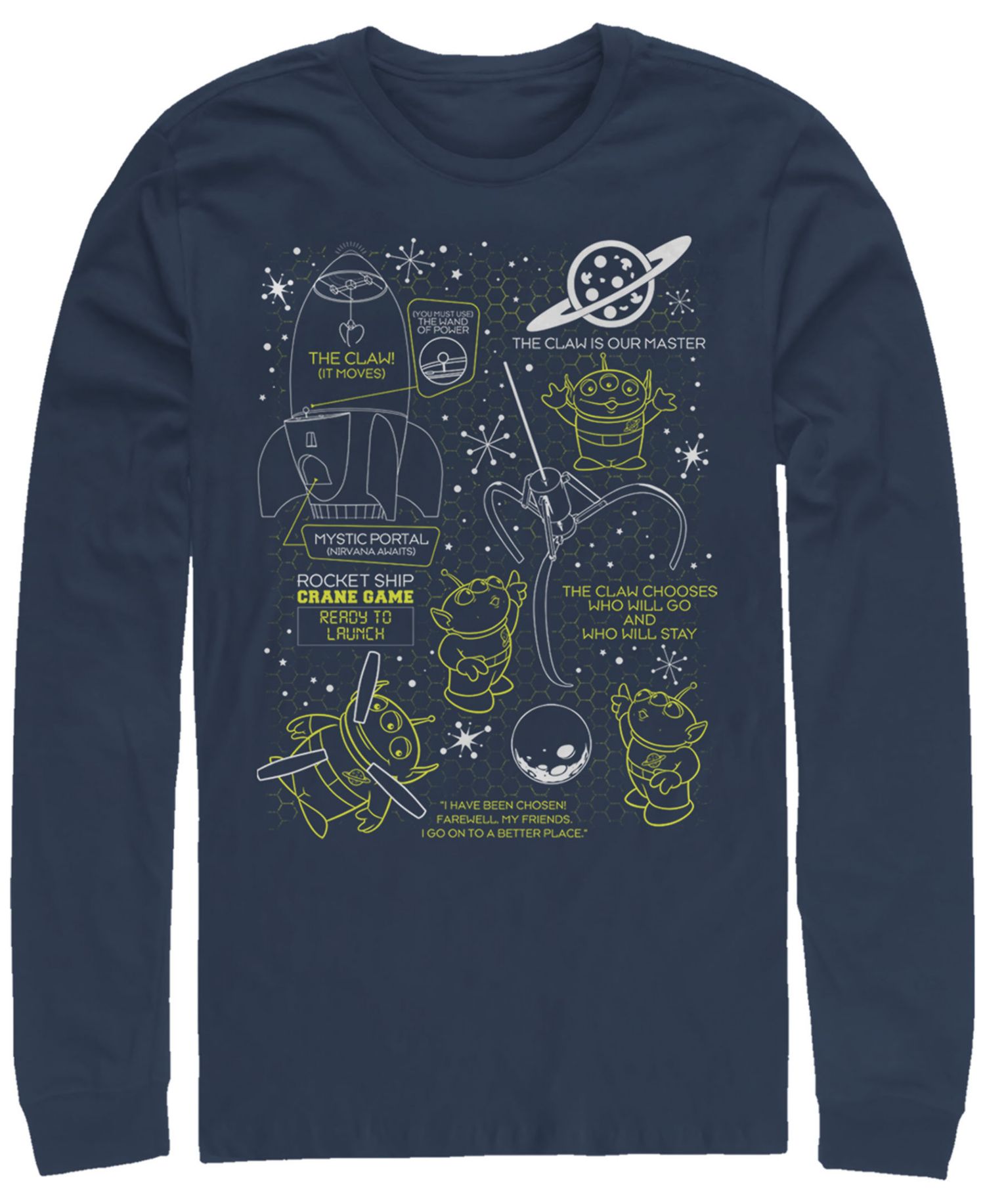 Disney Pixar Men's Toy Story Aliens Claw Master Map, Long Sleeve T-Shirt