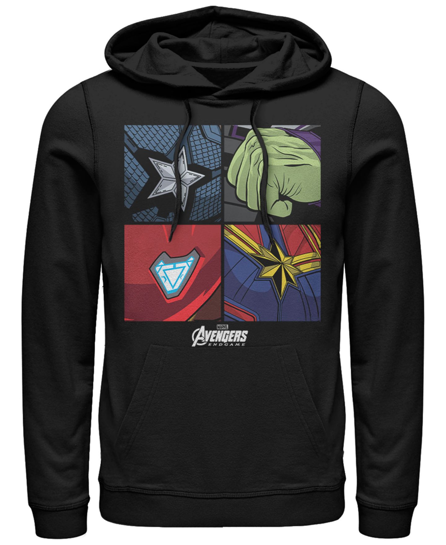 Мужское худи Fifth Sun Marvel Avengers Endgame Box Up Hero Logos, Pullover, цвет: Чёрный — фото 1