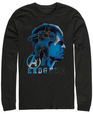 Marvel Men's Avengers Endgame Blue Hulk Side View Silhouette Long Sleeve T-shirt