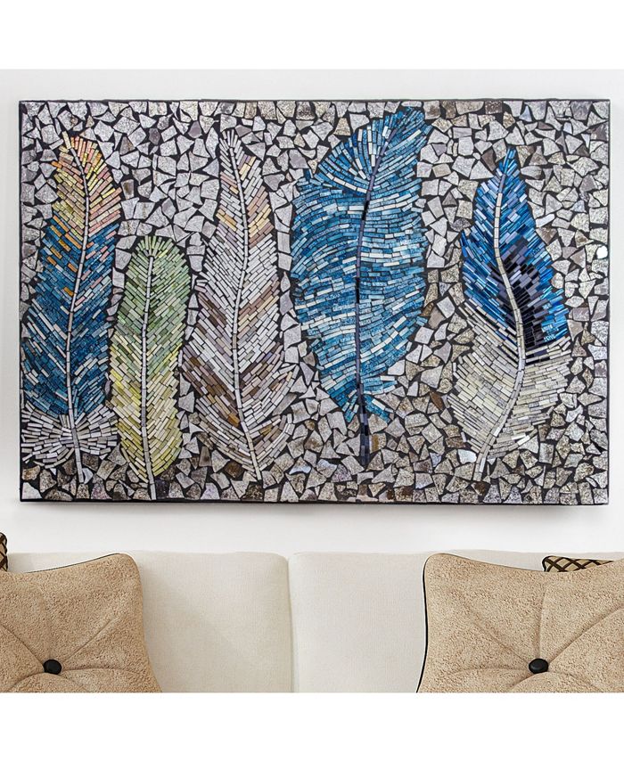 Crystal Art Gallery American Art Decor Birds Feathers Crushed Glass