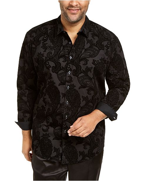 Inc International Concepts Inc Men S Big Tall Flocked Paisley Shirt Created For Macy S Reviews Casual Button Down Shirts Men Macy S