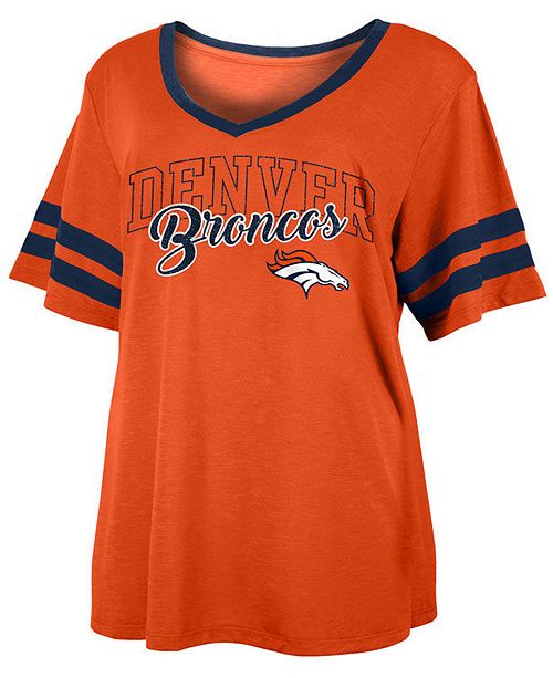 5th Ocean Women S Plus Size Denver Broncos Sleeve Stripe Slub T