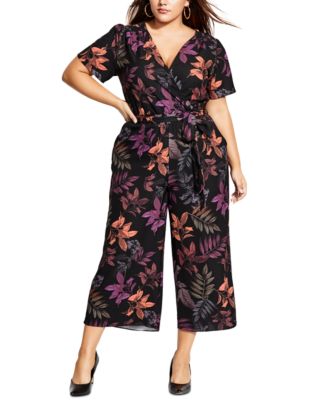 CITY CHIC - Trendy Plus Size Surplice Cropped Jumpsuit