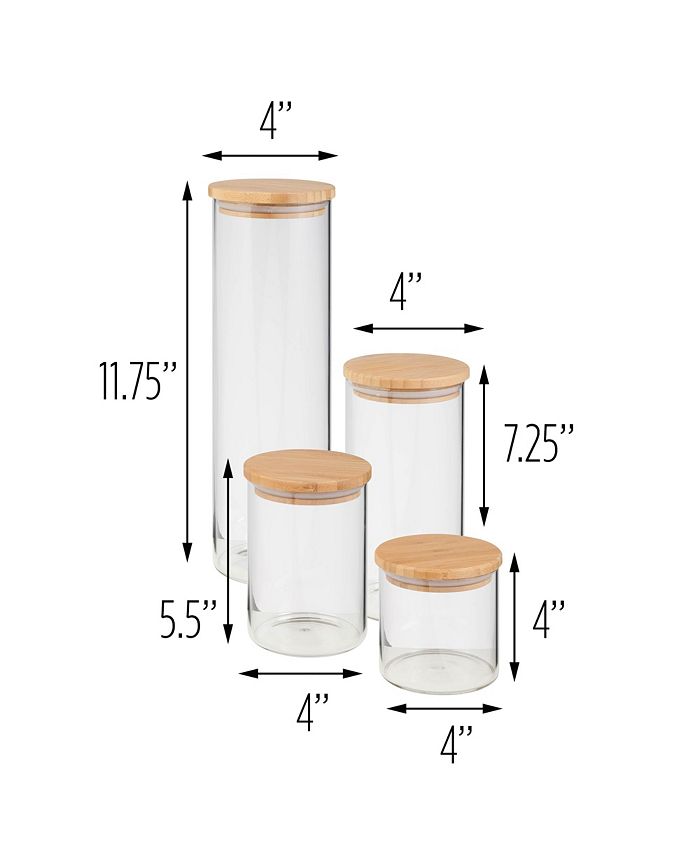 Honey Can Do 4Pc. Glass & Bamboo Canister Set Macy's