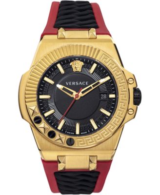 Versace - Men's Swiss Chain Reaction Red & Black Silicone Strap Watch 45mm