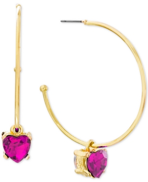 image of Steve Madden Medium Gold-Tone Stone Heart Dangle Earrings 1-7/10