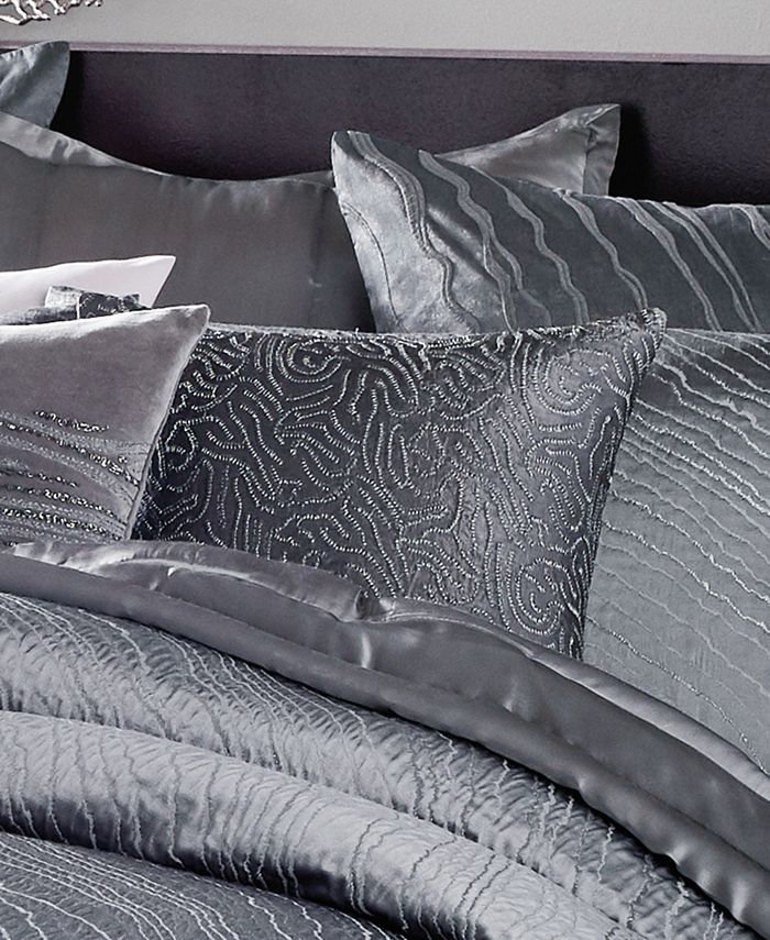 Donna Karan Current 18 Square Metallic Sashiko Decorative Pillow - Macy's