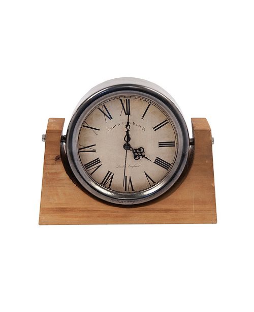 Designstyles Vintage Inspired Desk Clock Decorative Metal And Wood
