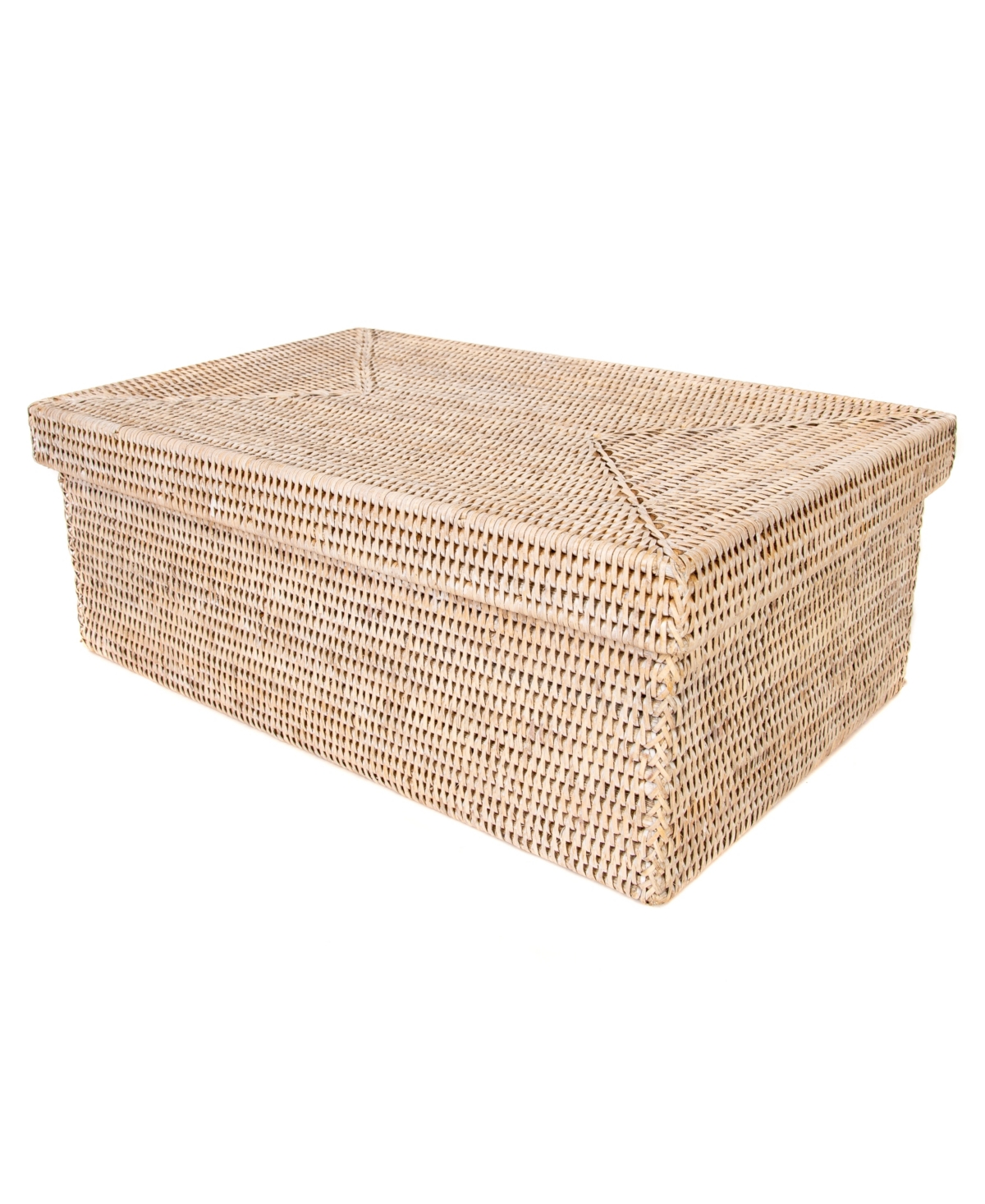 Artifacts Trading Company Artifacts Rattan Rectangular Storage Box With Lid In Off-white