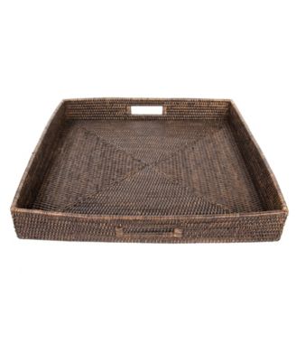 Shop Artifacts Trading Company Rattan Square Ottoman Tray Collection In Honey Brown