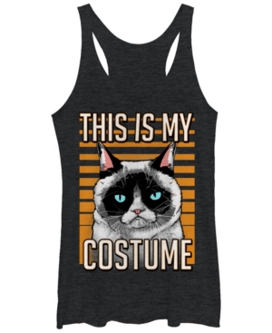 image of Fifth Sun Grumpy Cat Women-s Halloween This is My Costume Tri-Blend Tank Top