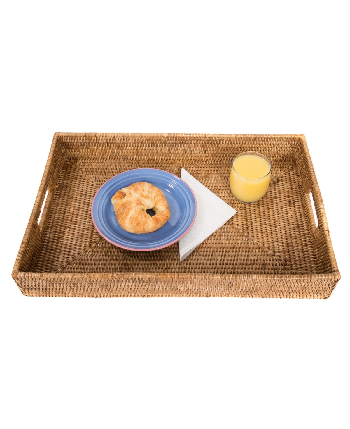 Artifacts Trading Company Artifacts Rattan Rectangular Tray With Cutout Handles