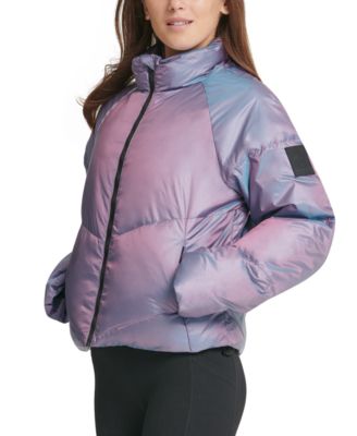 dkny purple puffer coat