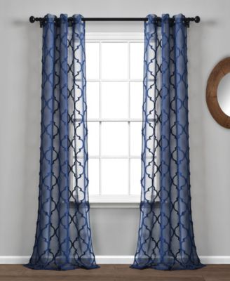 Lush Decor Avon Trellis Grommet Sheer Window Curtain Panels Pair - Sheer Curtains for Living Room or Bedroom