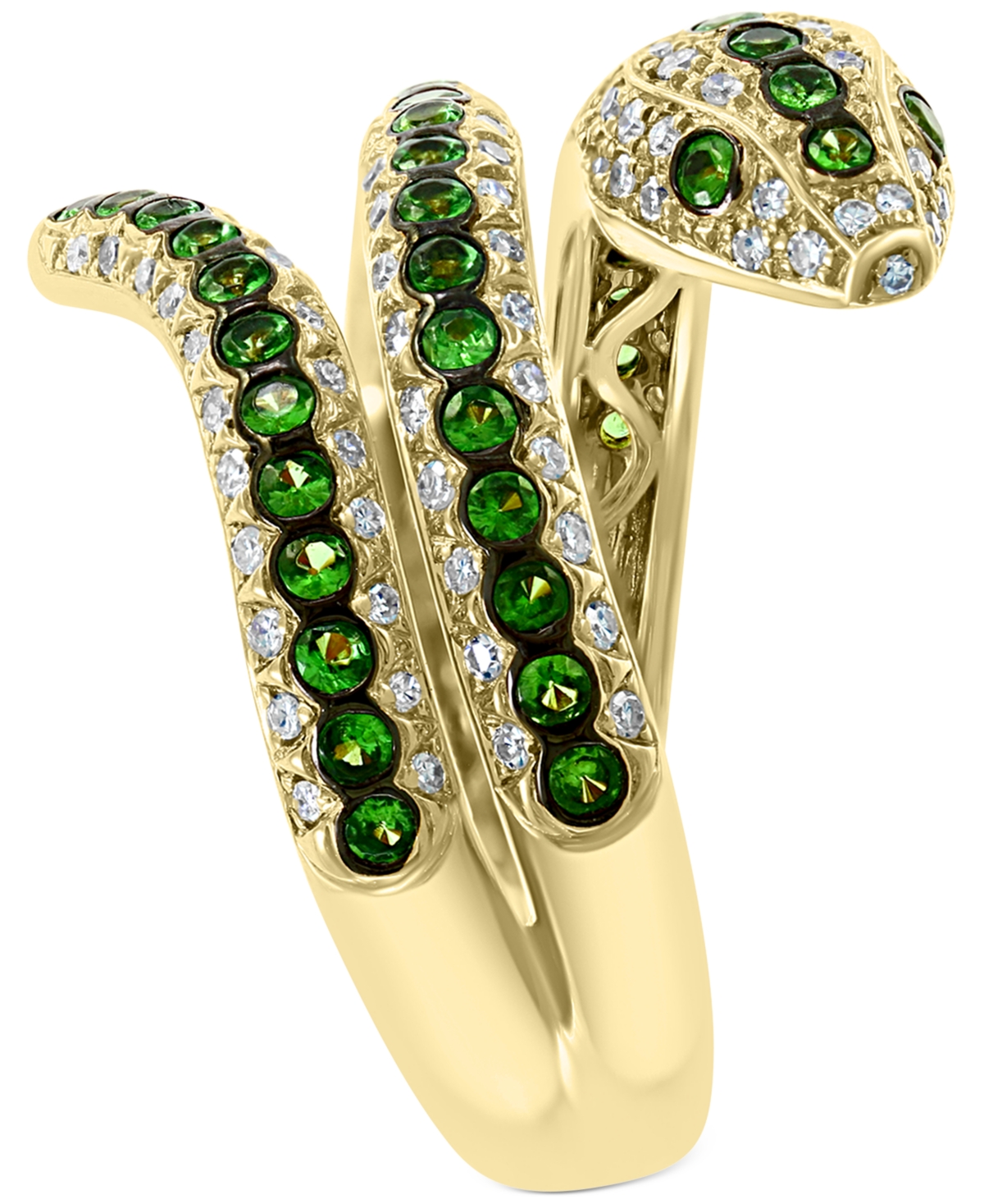 Effy Tsavorite (1/2 ct. t.w.) & Diamond (3/8 ct. t.w.) Snake Ring in 14k Gold