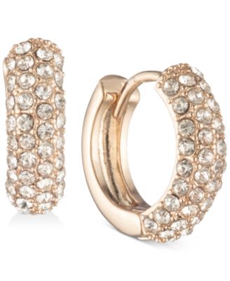 Crystal Pav&eacute; Huggie Small Hoop Earrings 1/2"