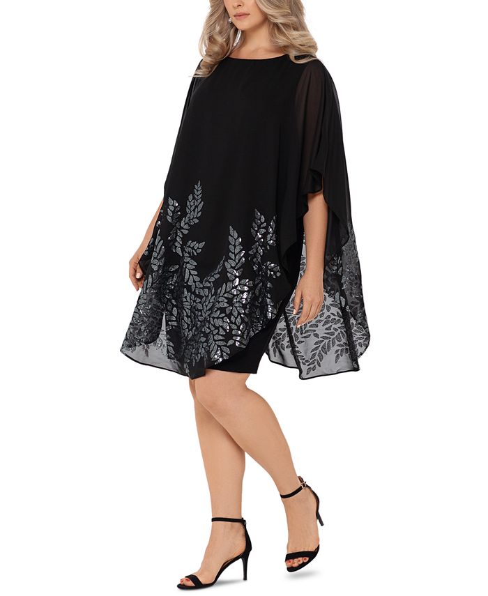 XSCAPE Plus Size Embellished Overlay Sheath Dress - Macy's