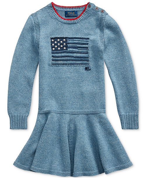 Polo Ralph Lauren Toddler Girls Intarsia Flag Cotton Dress Reviews All Girls Dresses Kids Macy S