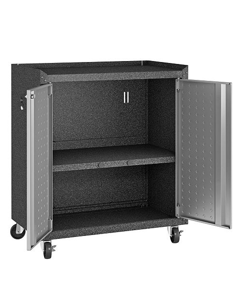 Manhattan Comfort Fortress Textured Metal 31.5&quot; Garage Mobile Cabinet with 2 Adjustable Shelves ...