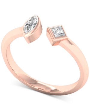 image of Diamond Marquise & Princess Cuff Ring (1/5 ct. t.w.) in 10k Rose Gold